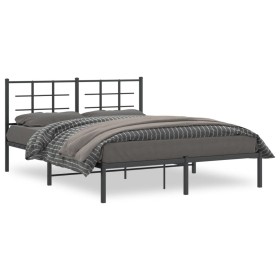 vidaXL Bettgestell mit Kopfteil Metall Schwarz 160x200 cm