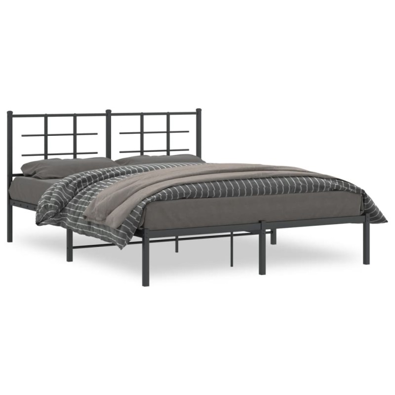 vidaXL Bettgestell mit Kopfteil Metall Schwarz 160x200 cm vidaXL Bettgestell mit Kopfteil Metall Schwarz 160x200 cm