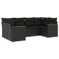 vidaXL 6-tlg. Garten-Sofagarnitur mit Kissen Schwarz Poly Rattan vidaXL 6-tlg. Garten-Sofagarnitur mit Kissen Schwarz Poly Rattan
