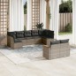 vidaXL 9-tlg. Garten-Sofagarnitur mit Kissen Grau Poly Rattan vidaXL 9-tlg. Garten-Sofagarnitur mit Kissen Grau Poly Rattan