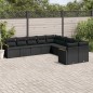 vidaXL 10-tlg. Garten-Sofagarnitur mit Kissen Schwarz Poly Rattan vidaXL 10-tlg. Garten-Sofagarnitur mit Kissen Schwarz Poly Rattan
