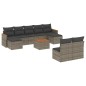 vidaXL 10-tlg. Garten-Sofagarnitur mit Kissen Grau Poly Rattan vidaXL 10-tlg. Garten-Sofagarnitur mit Kissen Grau Poly Rattan