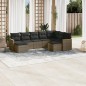 vidaXL 9-tlg. Garten-Sofagarnitur mit Kissen Grau Poly Rattan vidaXL 9-tlg. Garten-Sofagarnitur mit Kissen Grau Poly Rattan
