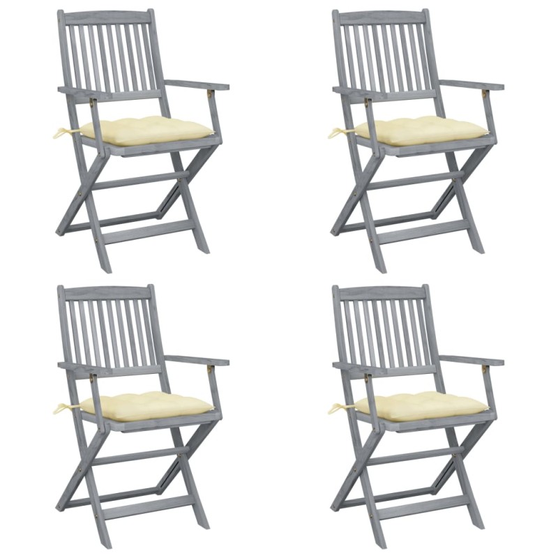 Klappbare Gartenstühle 4 Stk. mit Kissen Massivholz Akazie Klappbare Gartenstühle 4 Stk. mit Kissen Massivholz Akazie