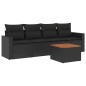vidaXL 5-tlg. Garten-Sofagarnitur mit Kissen Schwarz Poly Rattan vidaXL 5-tlg. Garten-Sofagarnitur mit Kissen Schwarz Poly Rattan