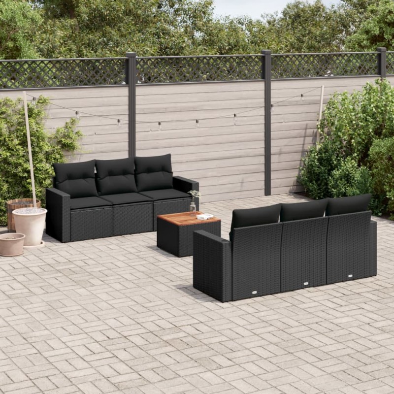 vidaXL 7-tlg. Garten-Sofagarnitur mit Kissen Schwarz Poly Rattan vidaXL 7-tlg. Garten-Sofagarnitur mit Kissen Schwarz Poly Rattan