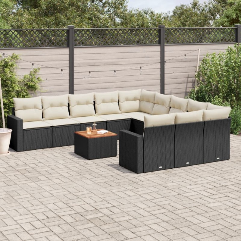 vidaXL 12-tlg. Garten-Sofagarnitur mit Kissen Schwarz Poly Rattan vidaXL 12-tlg. Garten-Sofagarnitur mit Kissen Schwarz Poly Rattan