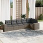 vidaXL 6-tlg. Garten-Sofagarnitur mit Kissen Grau Poly Rattan vidaXL 6-tlg. Garten-Sofagarnitur mit Kissen Grau Poly Rattan