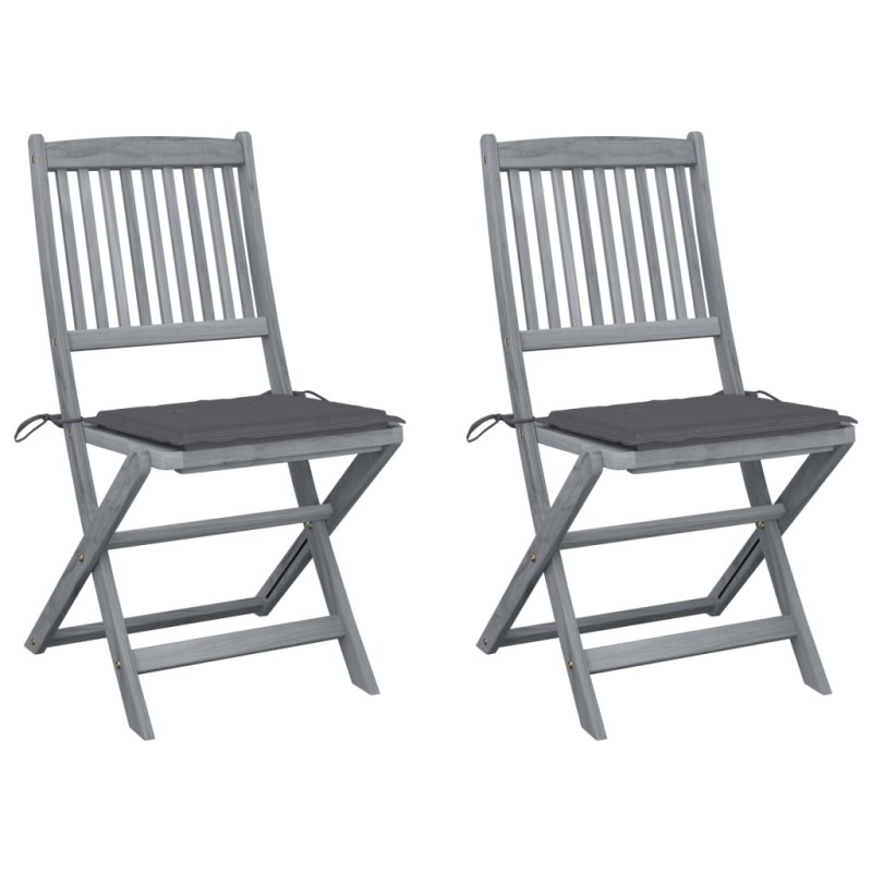 Klappbare Gartenstühle 2 Stk. mit Kissen Massivholz Akazie Klappbare Gartenstühle 2 Stk. mit Kissen Massivholz Akazie