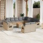 vidaXL 14-tlg. Garten-Sofagarnitur mit Kissen Beige Poly Rattan vidaXL 14-tlg. Garten-Sofagarnitur mit Kissen Beige Poly Rattan