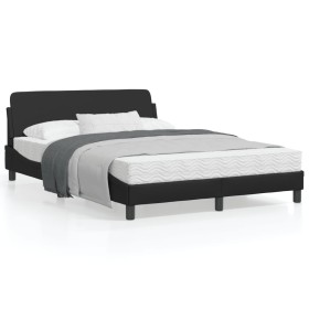 vidaXL Bettgestell mit Kopfteil Schwarz 140x200 cm Kunstleder