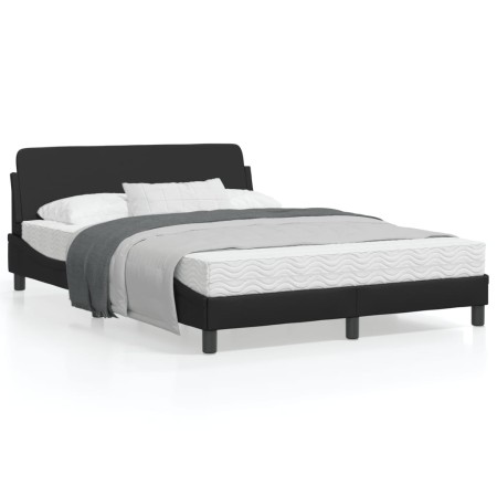 vidaXL Bettgestell mit Kopfteil Schwarz 140x200 cm Kunstleder
