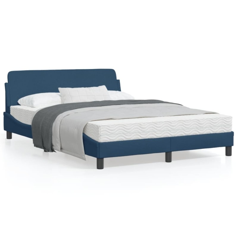 vidaXL Bettgestell mit Kopfteil Blau 120x200 cm Stoff vidaXL Bettgestell mit Kopfteil Blau 120x200 cm Stoff