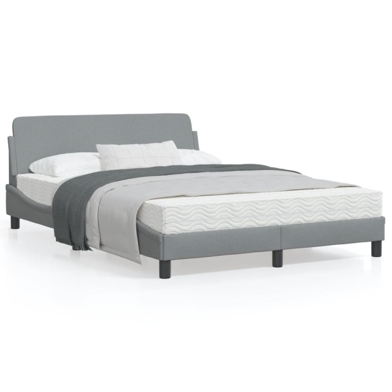vidaXL Bettgestell mit Kopfteil Hellgrau 140x200 cm Stoff vidaXL Bettgestell mit Kopfteil Hellgrau 140x200 cm Stoff