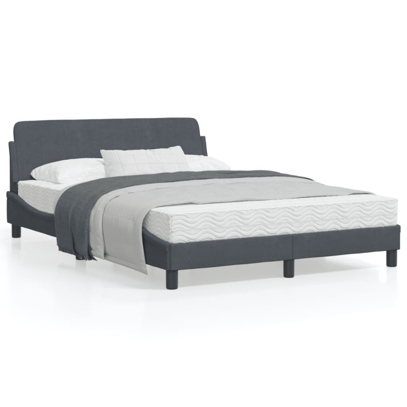 vidaXL Bettgestell mit Kopfteil Dunkelgrau 120x200 cm Samt vidaXL Bettgestell mit Kopfteil Dunkelgrau 120x200 cm Samt