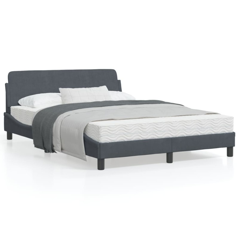 vidaXL Bettgestell mit Kopfteil Dunkelgrau 140x200 cm Samt vidaXL Bettgestell mit Kopfteil Dunkelgrau 140x200 cm Samt