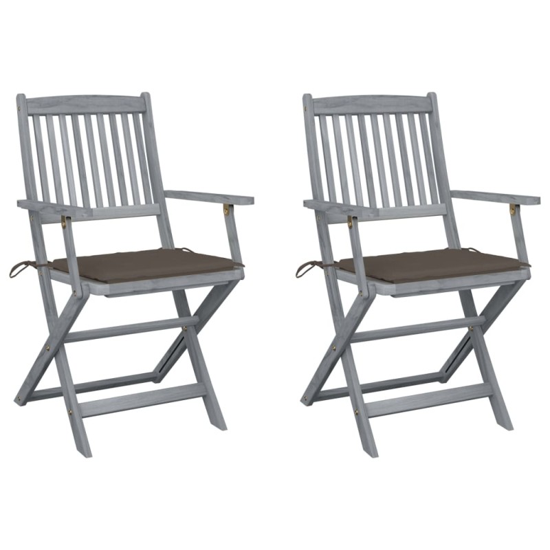 Klappbare Gartenstühle 2 Stk. mit Sitzkissen Massivholz Akazie Klappbare Gartenstühle 2 Stk. mit Sitzkissen Massivholz Akazie