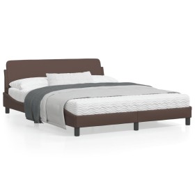 vidaXL Bettgestell mit Kopfteil Braun 160x200 cm Kunstleder