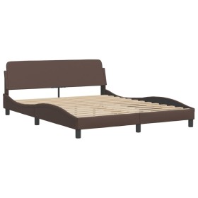 vidaXL Bettgestell mit Kopfteil Braun 160x200 cm Kunstleder