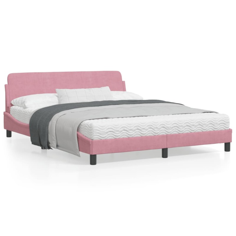 vidaXL Bettgestell mit Kopfteil Rosa 160x200 cm Samt vidaXL Bettgestell mit Kopfteil Rosa 160x200 cm Samt