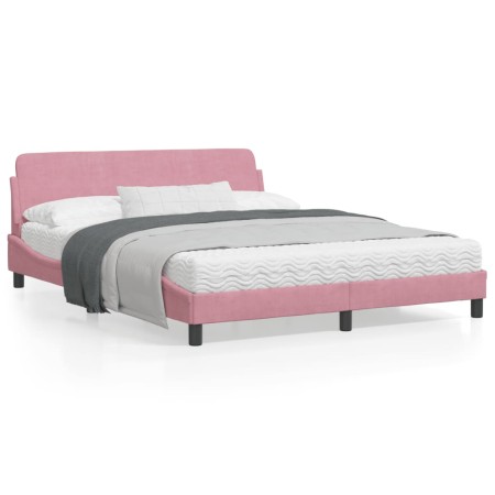 vidaXL Bettgestell mit Kopfteil Rosa 160x200 cm Samt