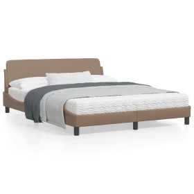 vidaXL Bettgestell mit Kopfteil Cappuccino-Braun 160x200 cm Kunstleder