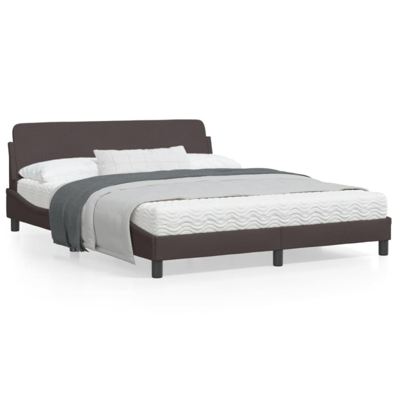 vidaXL Bettgestell mit Kopfteil Dunkelbraun 160x200 cm Stoff vidaXL Bettgestell mit Kopfteil Dunkelbraun 160x200 cm Stoff