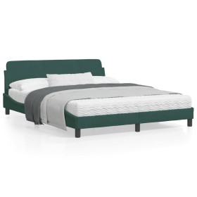 vidaXL Bettgestell mit Kopfteil Dunkelgrün 160x200 cm Samt
