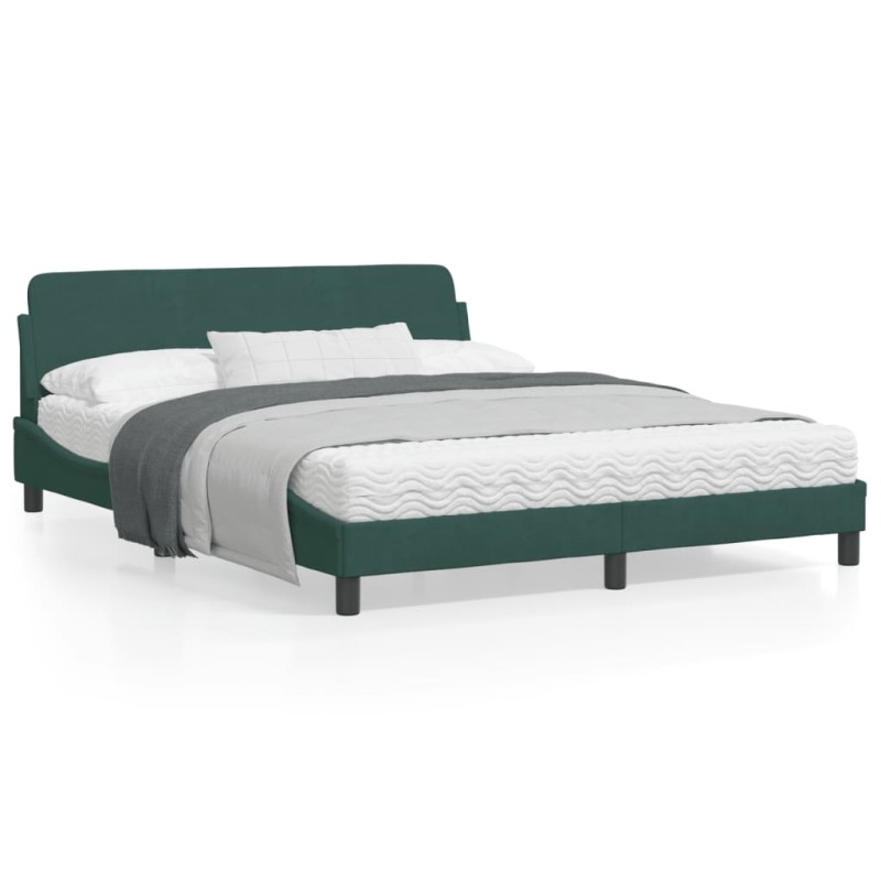vidaXL Bettgestell mit Kopfteil Dunkelgrün 160x200 cm Samt vidaXL Bettgestell mit Kopfteil Dunkelgrün 160x200 cm Samt