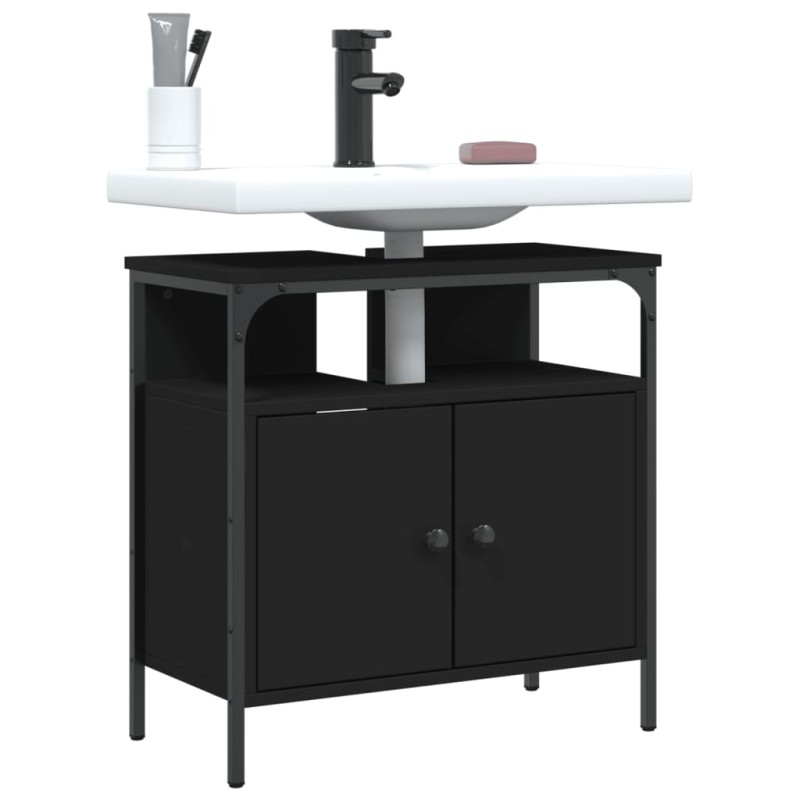 vidaXL Waschbeckenunterschrank Schwarz 60x30x60 cm Holzwerkstoff vidaXL Waschbeckenunterschrank Schwarz 60x30x60 cm Holzwerkstoff