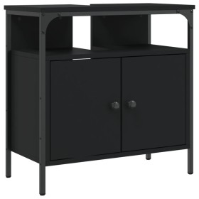 vidaXL Waschbeckenunterschrank Schwarz 60x30x60 cm Holzwerkstoff