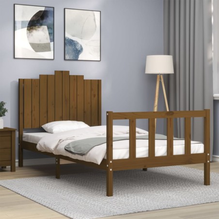 Massivholzbett mit Kopfteil Honigbraun 100x200 cm