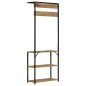 vidaXL Garderobe mit Schuhablage 68x30x182cm Raues Massivholz Mango vidaXL Garderobe mit Schuhablage 68x30x182cm Raues Massivholz Mango