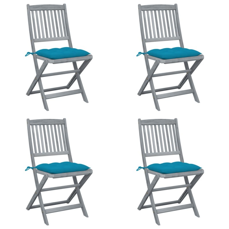 Klappbare Gartenstühle 4 Stk. mit Kissen Massivholz Akazie Klappbare Gartenstühle 4 Stk. mit Kissen Massivholz Akazie