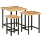 vidaXL Satztische 3 Stk. Raues Massivholz Mango und Eisen vidaXL Satztische 3 Stk. Raues Massivholz Mango und Eisen