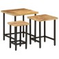 vidaXL Satztische 3 Stk. Raues Massivholz Mango und Eisen vidaXL Satztische 3 Stk. Raues Massivholz Mango und Eisen