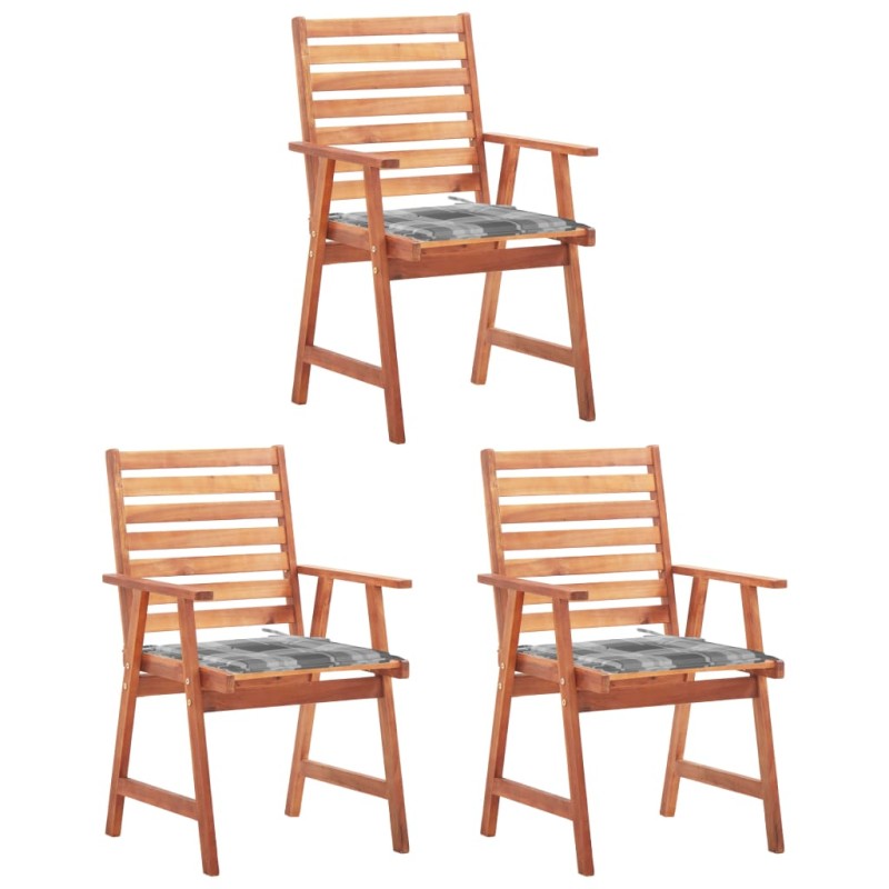 Garten-Essstühle 3 Stk. mit Kissen Massivholz Akazie Garten-Essstühle 3 Stk. mit Kissen Massivholz Akazie