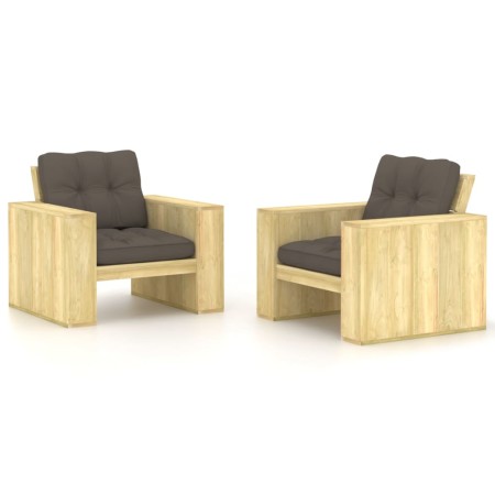 vidaXL Gartenstühle 2 Stk. mit Taupe Kissen Kiefer Imprägniert