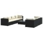 vidaXL 8-tlg. Garten-Lounge-Set mit Kissen Poly Rattan Schwarz vidaXL 8-tlg. Garten-Lounge-Set mit Kissen Poly Rattan Schwarz
