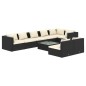 vidaXL 9-tlg. Garten-Lounge-Set mit Kissen Schwarz Poly Rattan vidaXL 9-tlg. Garten-Lounge-Set mit Kissen Schwarz Poly Rattan