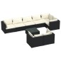 vidaXL 9-tlg. Garten-Lounge-Set mit Kissen Schwarz Poly Rattan vidaXL 9-tlg. Garten-Lounge-Set mit Kissen Schwarz Poly Rattan