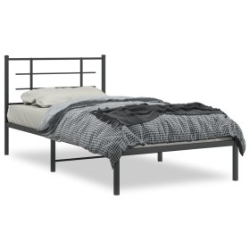 vidaXL Bettgestell mit Kopfteil Metall Schwarz 100x200 cm