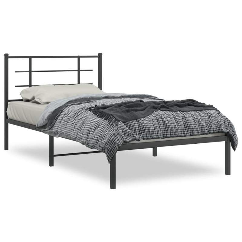 vidaXL Bettgestell mit Kopfteil Metall Schwarz 100x200 cm vidaXL Bettgestell mit Kopfteil Metall Schwarz 100x200 cm