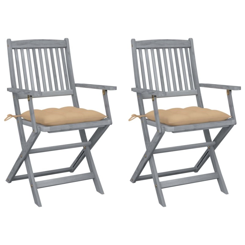 Klappbare Gartenstühle 2 Stk. mit Kissen Massivholz Akazie Klappbare Gartenstühle 2 Stk. mit Kissen Massivholz Akazie
