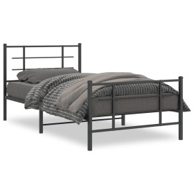 vidaXL Bettgestell mit Kopf- und Fußteil Metall Schwarz 107x203 cm