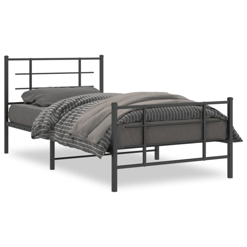 vidaXL Bettgestell mit Kopf- und Fußteil Metall Schwarz 107x203 cm vidaXL Bettgestell mit Kopf- und Fußteil Metall Schwarz 107x203 cm