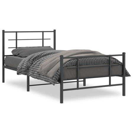 vidaXL Bettgestell mit Kopf- und Fußteil Metall Schwarz 107x203 cm