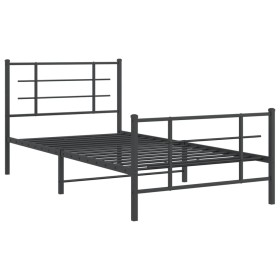 vidaXL Bettgestell mit Kopf- und Fußteil Metall Schwarz 107x203 cm