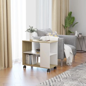 vidaXL Beistelltisch Weiß und Sonoma-Eiche 70x35x55 cm Holzwerkstoff