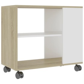 vidaXL Beistelltisch Weiß und Sonoma-Eiche 70x35x55 cm Holzwerkstoff